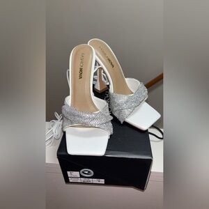 FashionNova White and Sliver Heels